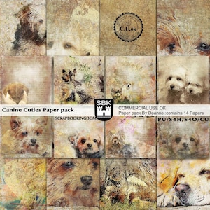 Scrapbooking Digital Papers Cane tema carta scrapbook CANINE CUTIES... Qualità stampabile per cardmaking papercraft, scrapbooking tradizionale