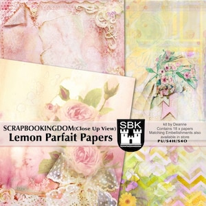 Kit de scrapbooking Papiers - scrapbooking numérique LEMON PARFAIT Belles fleurs, 18 papiers - Kit d'embellissements pour scrapbooking assorti également disponible en magasin