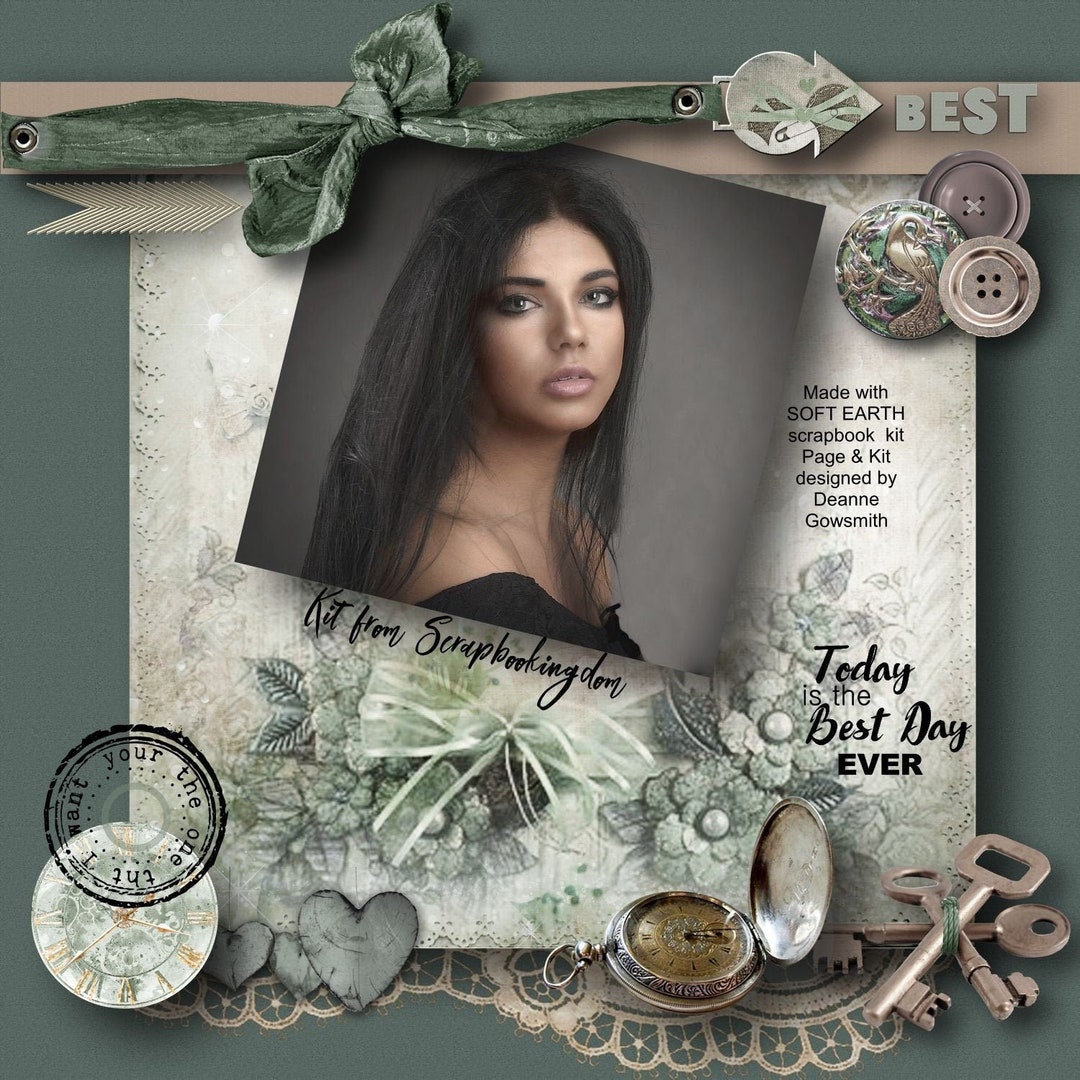 SOFT EARTH Digital Scrapbook Kit Extra Large Size Kit With 20 Papers ...