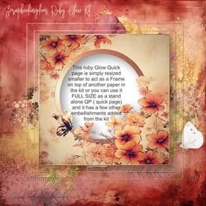 4 Quick Pages included in this kit. RUBY GLOW. Also stand alone papers and embellishments. Hybrid project with QP's Plus make your own too