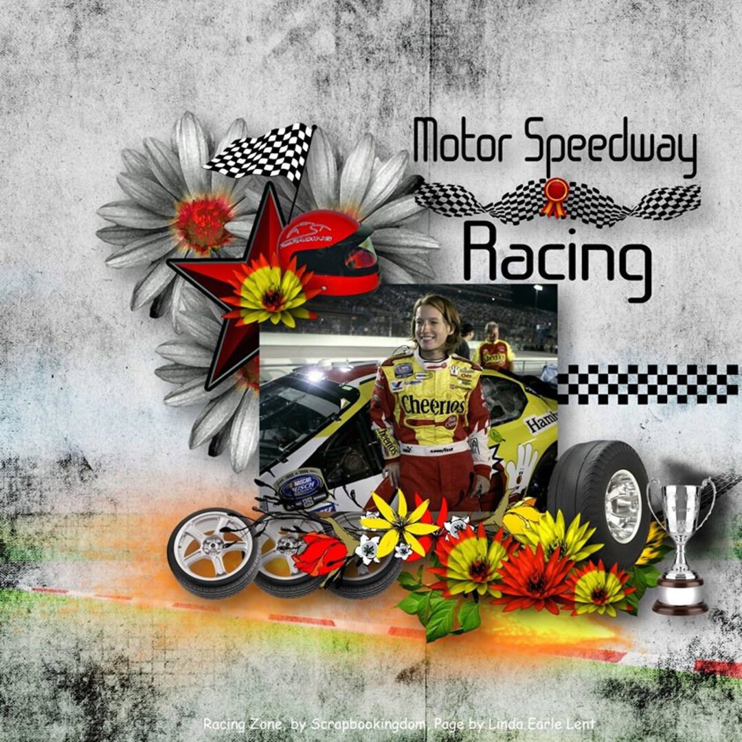 Car Racing Scrapbook Kit RACING ZONE Realistic Embellishments , Wheels