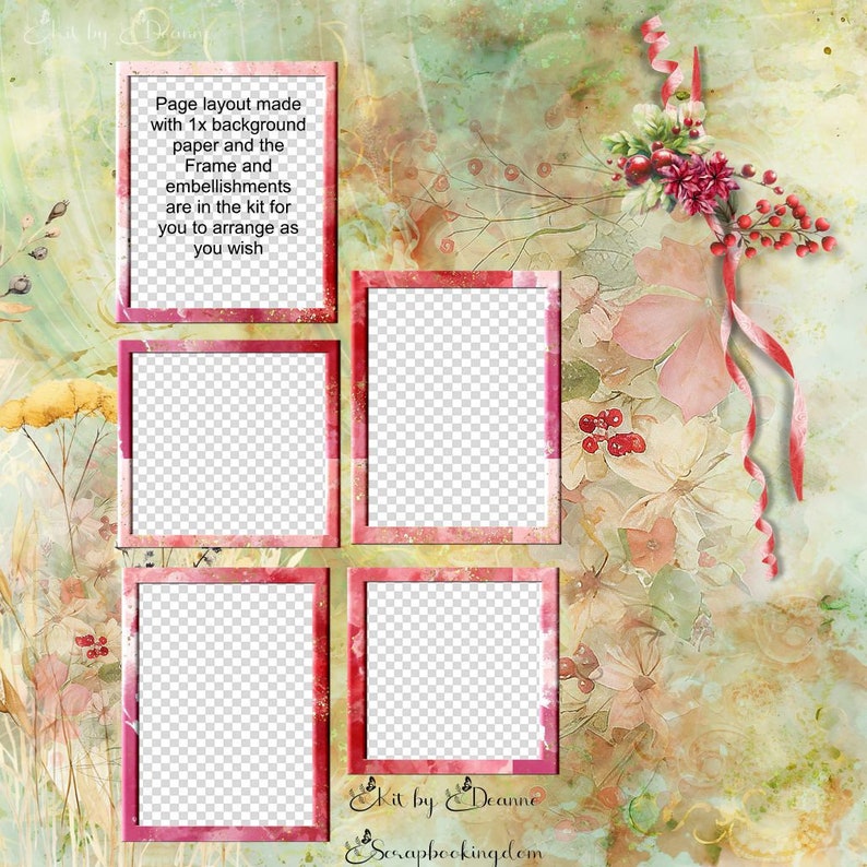 MEADOWS digital scrapbook kit plus 4 QPs .lovely semi casual paper and embies and loads of word art quotes . Earthy colors of nature image 9
