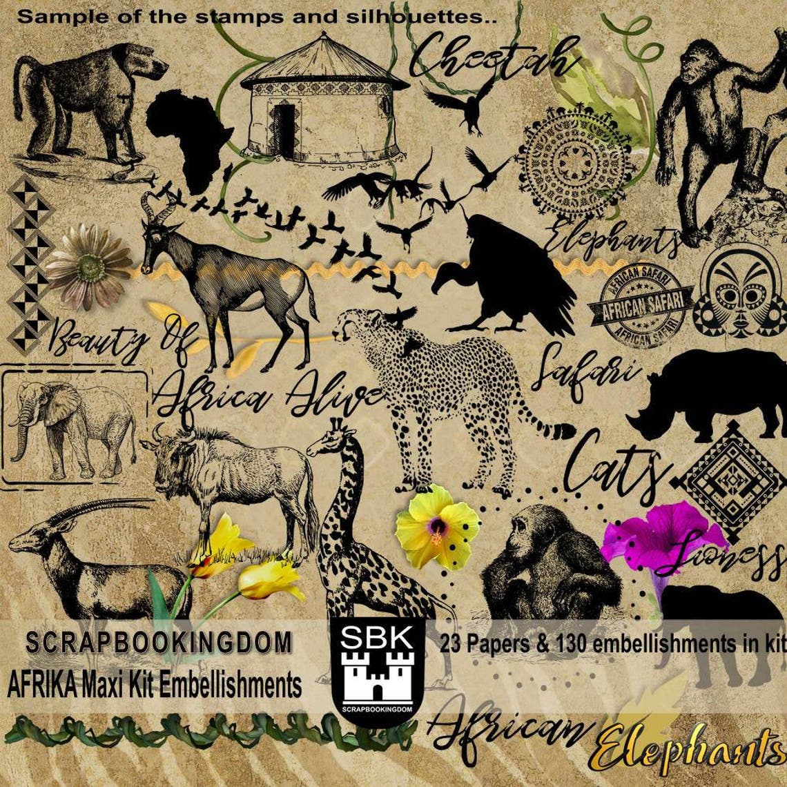 AFRIKA Digital scrapbooking kit with African theme | Etsy