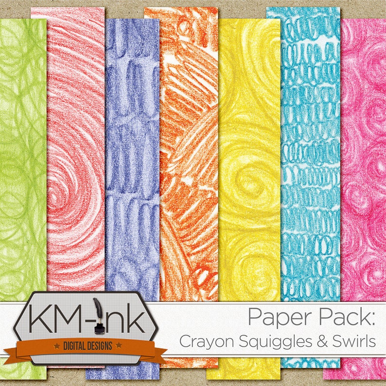 Crayon Scribbles Textured Paper Pack Digital Textured Paper Etsy
