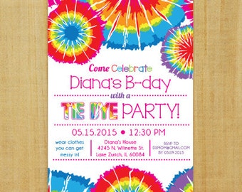 tie dye invitation etsy