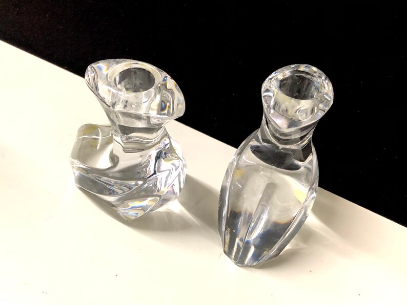 Stylish Orrefors Crystal Candlestick Holders