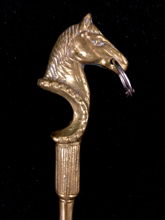 Tally Ho! Brass Horse Head Shoe Horn Boot Jack 10.5”L Gem