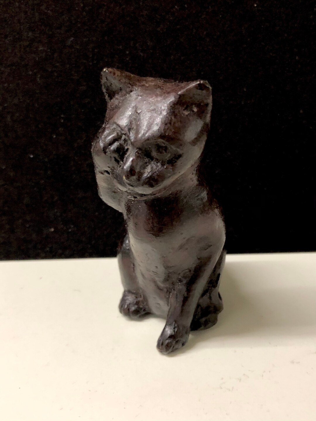 Vintage Bronze Cat Sculpture Figurine 4H Etsy