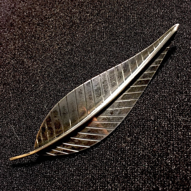 Borresen and Lassen B&L Danish Modern Sterling Silver Leaf Brooch Mid Century Modernist image 1