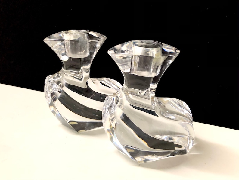 Stylish Orrefors Crystal Candlestick Holders