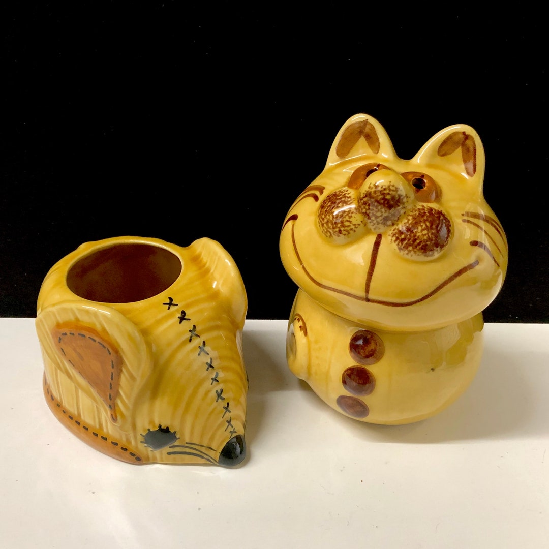 Adorable Mid Century Ceramic Cat and Mouse Serving Set Japanese Etsy