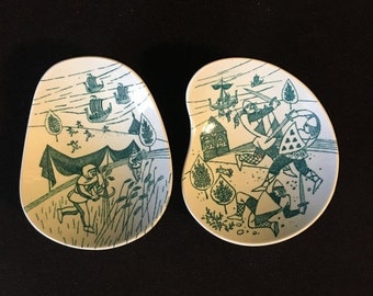 World Cup of Sales Danish Mid Century Viking Dishes Nymolle Art Faience Hoyrup Limited Edition #413a