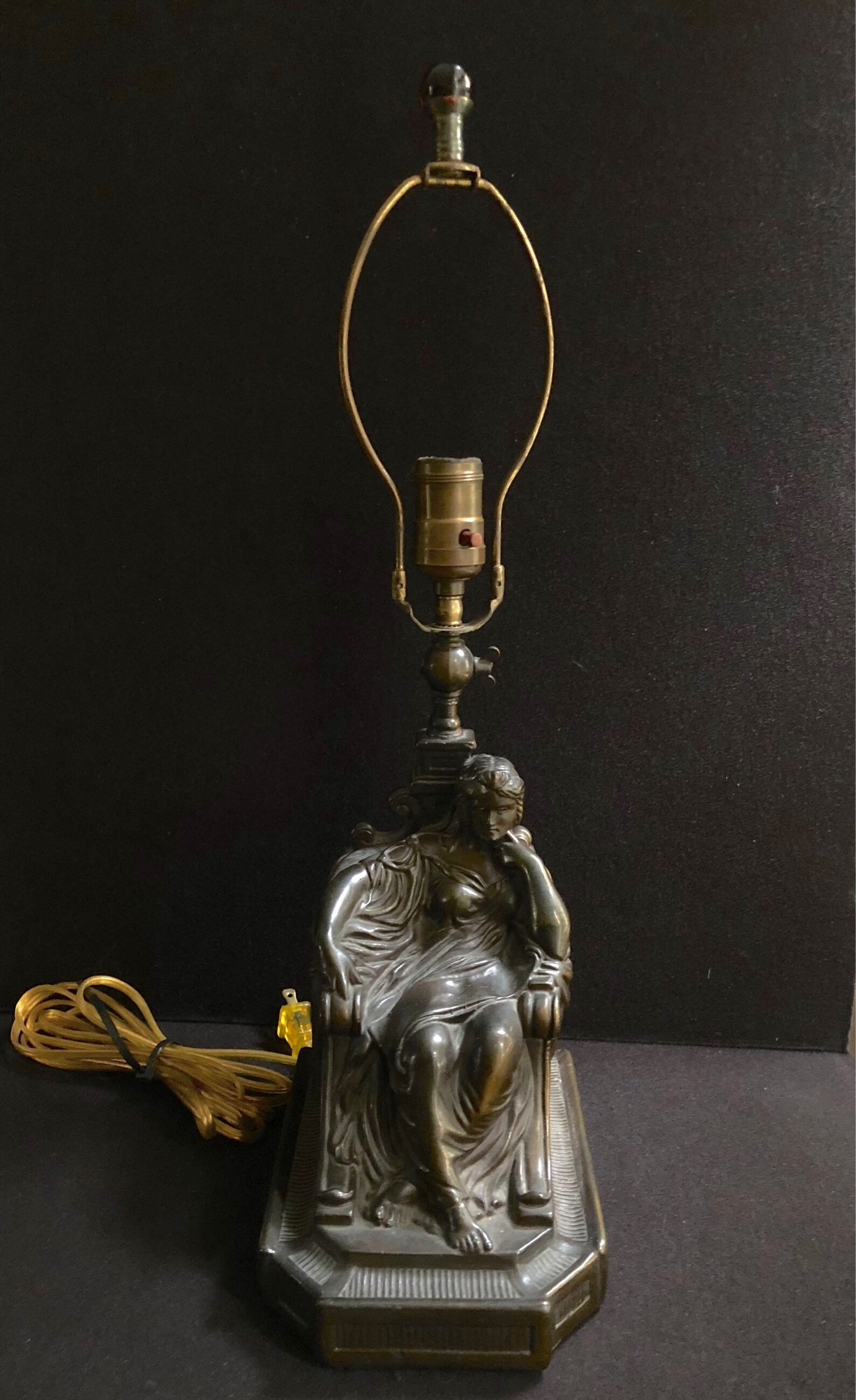 Vintage Rare Armor Bronze Lamp Seated Woman 1920s Free Etsy