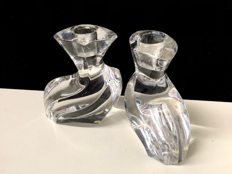 Stylish Orrefors Crystal Candlestick Holders