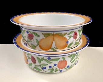 Pair of Dansk Fiance Fruits Cereal or Soup Bowl 6 7/8”D