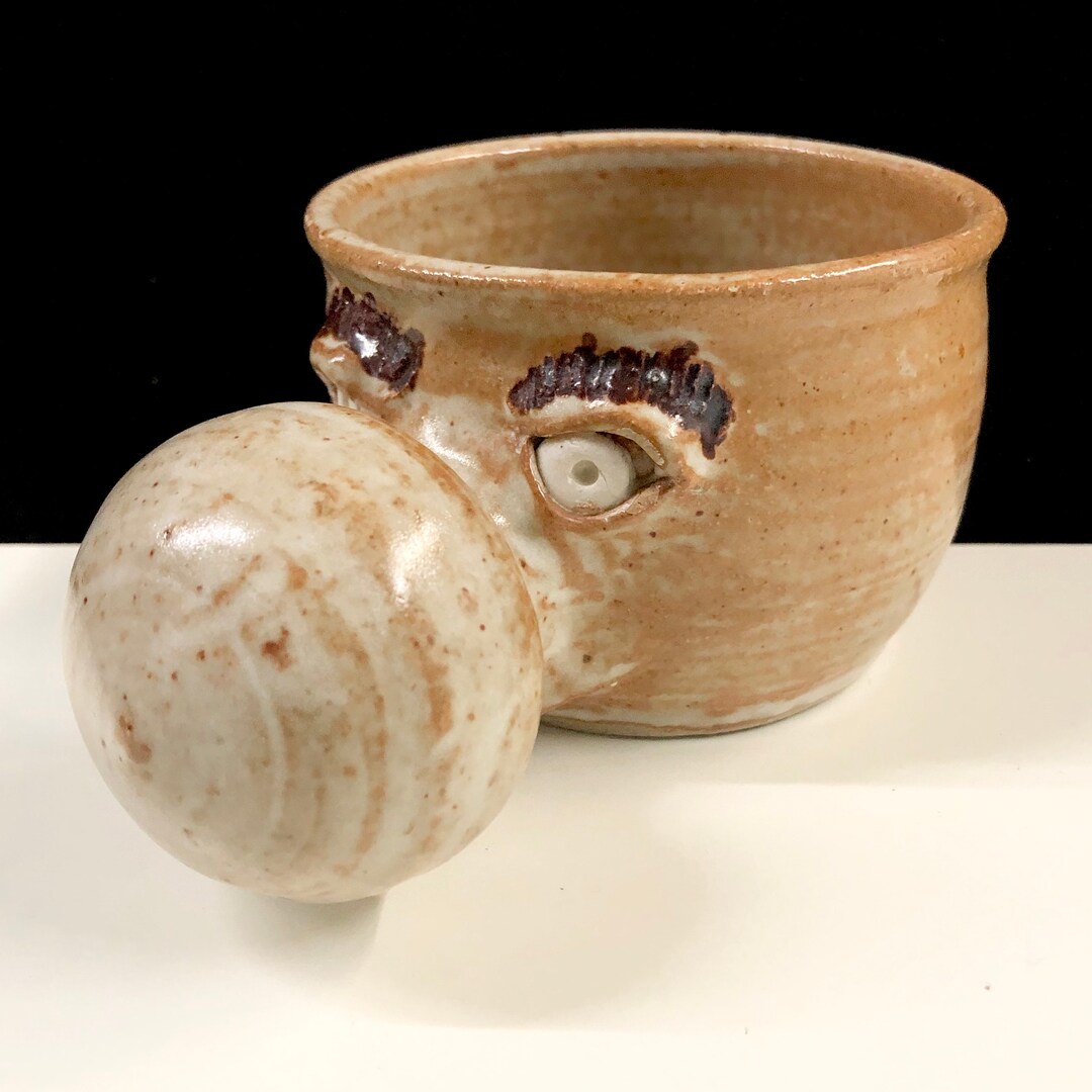 Funny Face Handled Bowl Studio Pottery Signed Schenk Etsy