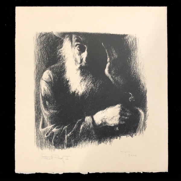 Jennie Tomao “Patriarch” B/W Lithograph Gemini GEL Artist’s Proof Judaica Free Shipping