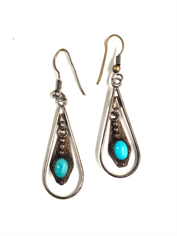 James Mason Turquoise and Sterling Silver Earring… - image 1