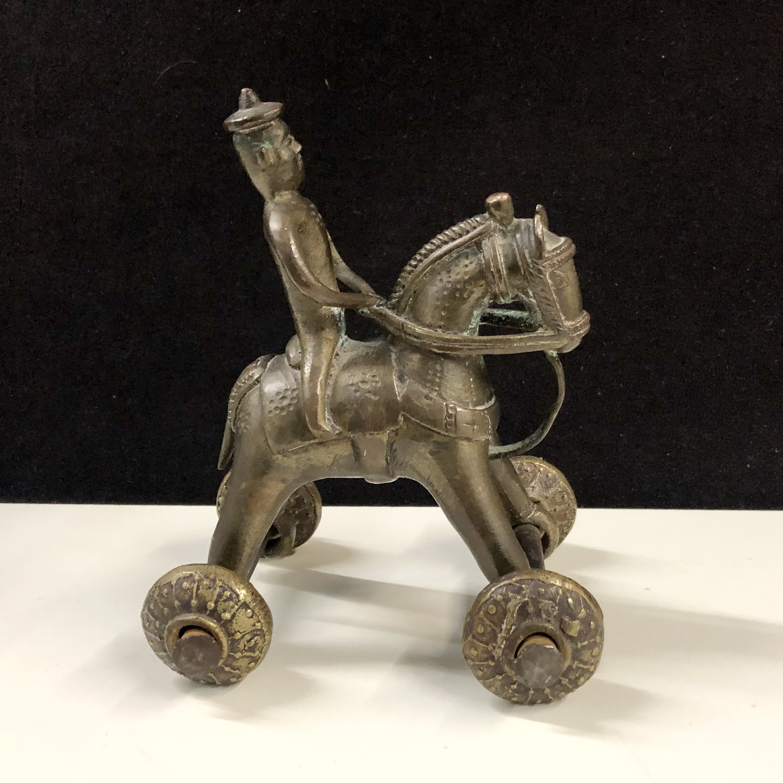 Vintage Indian Brass Horse and Rider Toy on Wheels 6 X 6 Etsy