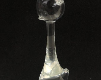 Swedish Mid Century Modern 10”H Glass Cat Sculpture Figurine Paperweight