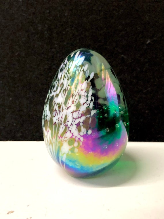 Glass Eye Studio Seattle Iridescent Art Glass Egg Etsy