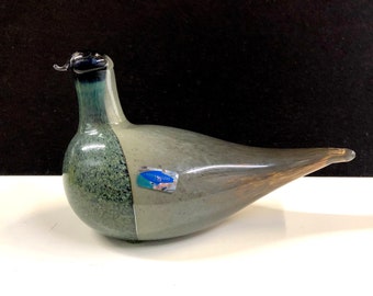 Oiva Toikka Nuutajarvi Iittala Green Snipe Finnish Art Glass Bird Sculpture Free Shipping