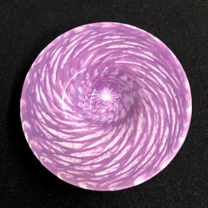 Swirly Pink and Lime Green Art Glass Ring Dish Bowl