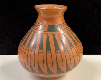 Mata Ortiz Pottery Vase Signed Miguel Lopez Geometric Design