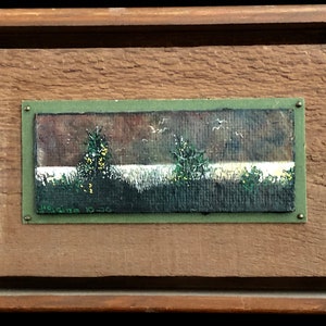 d’Elaine Johnson “Pastures” Oil on Board Painting 1970 Free Shipping
