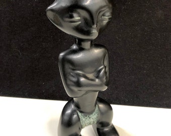 Howard Pierce Mid Century Modern Ceramic Tiki African Style Figurine Free Shipping
