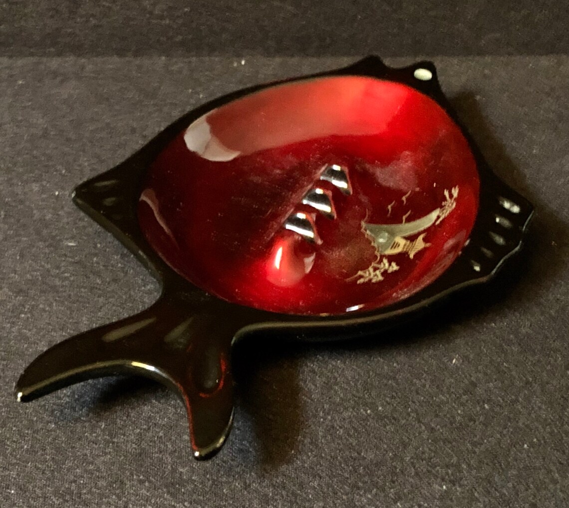 Mid Century Japanese Ceramic Fish Trinket Dish Ashtray With Etsy