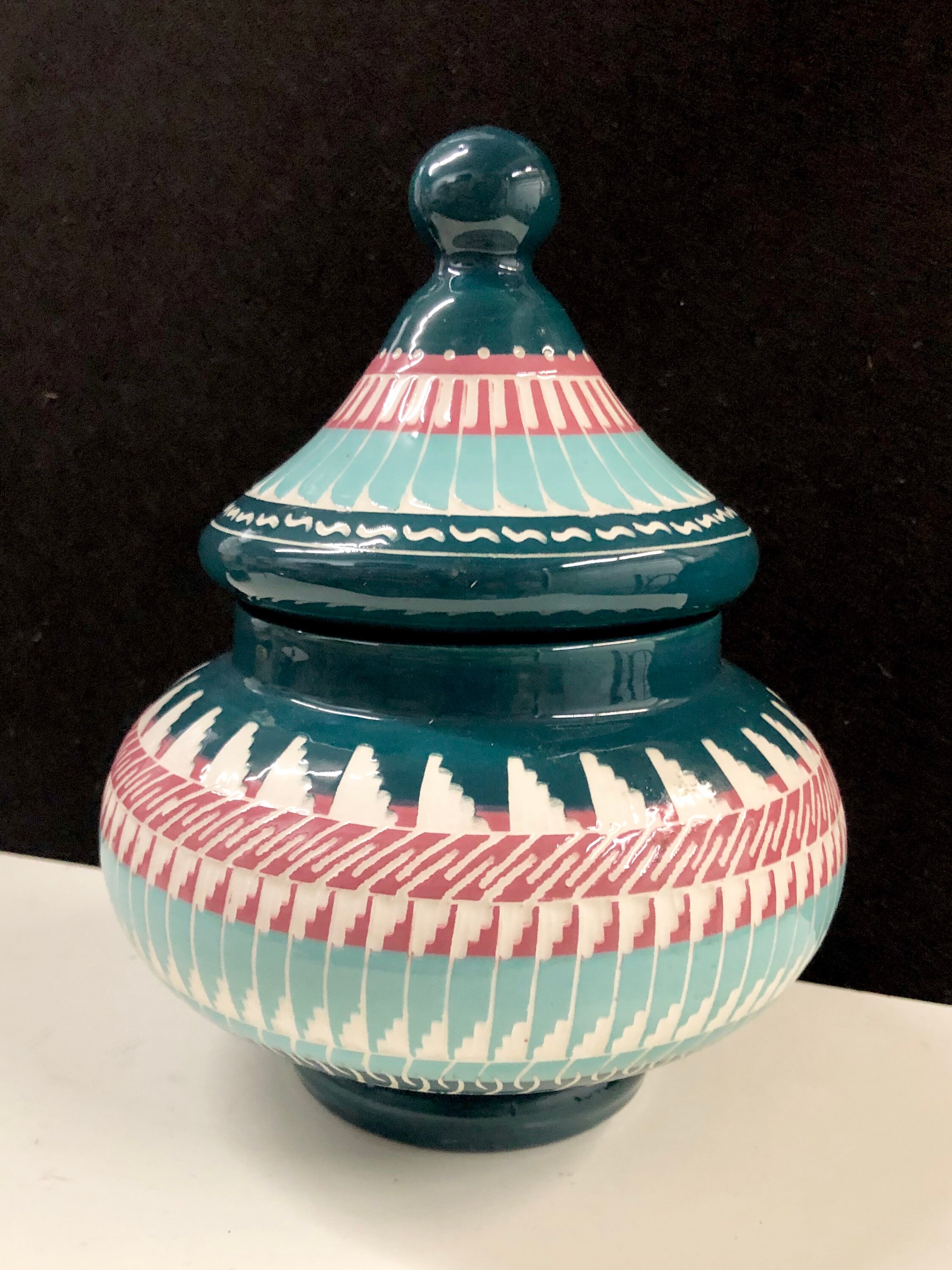 Unique Navajo Pottery Jar With Lid and Glaze Signed Tsosie Etsy