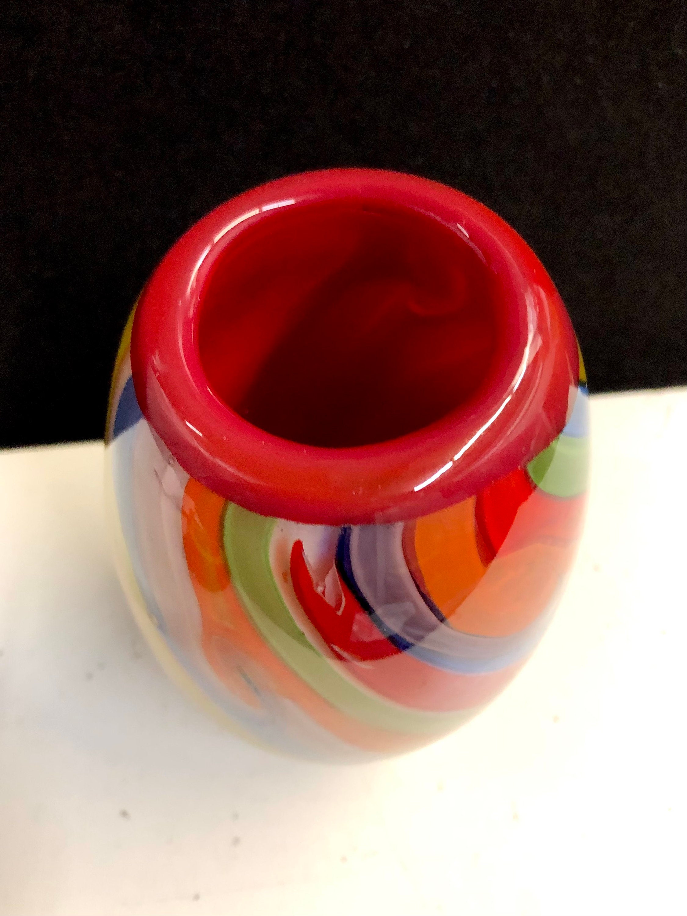 Colorful Cased Art Glass Vase Etsy