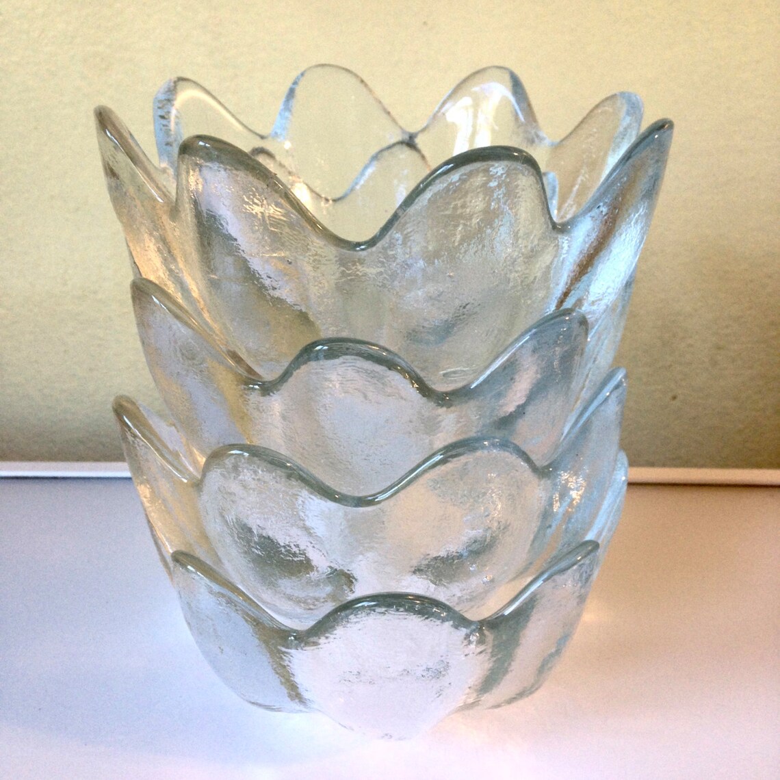 Vintage Blenko Clear Lotus Petal Salad Bowl with 8 Small Petal Etsy