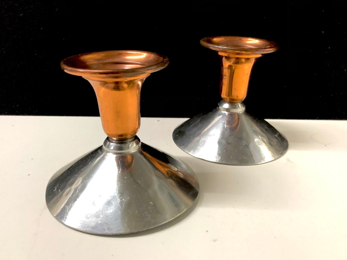 Flemish Copper Co. Mid Century Modern Candle Holders Etsy