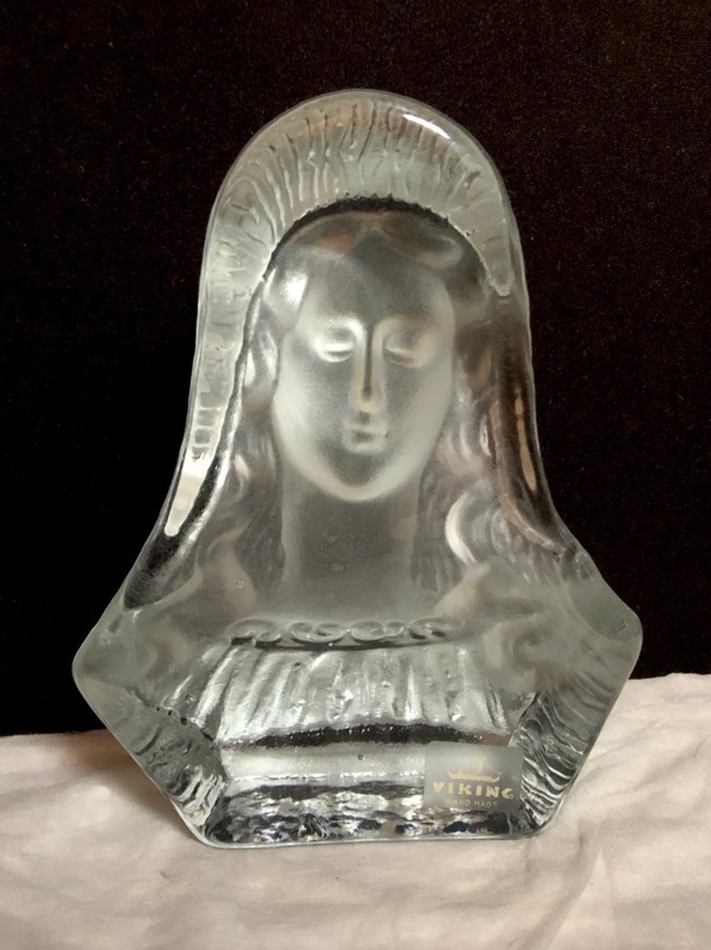Viking Frosted Satin Glass Madonna Virgin Mary Sculpture Etsy
