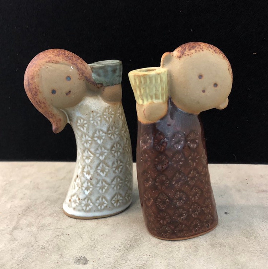 Pair of Mid Century Japanese Ceramic Taper Candleholders Cute Etsy