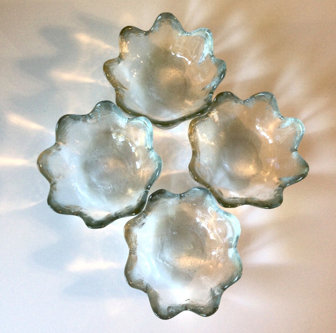 Vintage Blenko Clear Lotus Petal Salad Bowl with 8 Small Petal Etsy