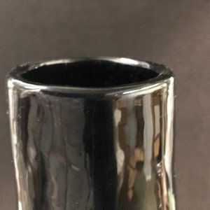 Large Azerbaijan Mottled Black Glass Vase with Flame Decoration 16H image 4