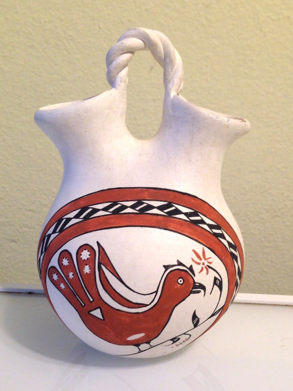 Acoma Wedding Vase Signed D Victorino New Mexico Pueblo Etsy