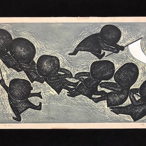 Shuzo Ikeda “Tug of War” 1964 13/100 Pencil Signed Free Shipping