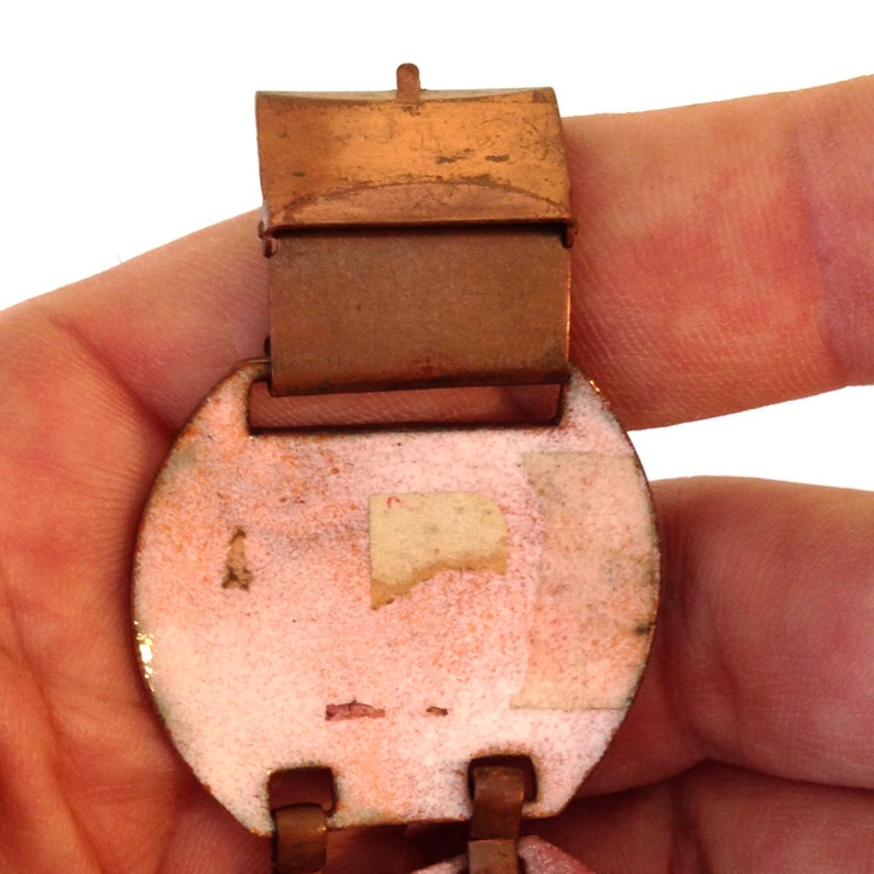 Fab Vintage Mid Century Enamel on Copper Bracelet Abstract Psychedelic Art