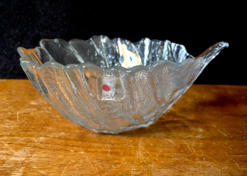 Clear Blenko Glass Cabbage Leaf Salad Bowl with Label 7L Etsy