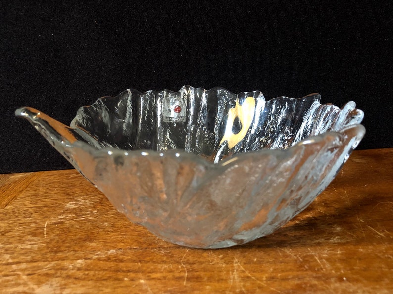 Clear Blenko Glass Cabbage Leaf Salad Bowl with Label 7L Etsy