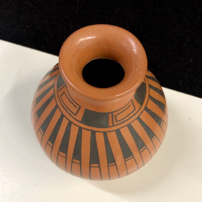 Mata Ortiz Pottery Vase Signed Miguel Lopez Geometric Design image 3