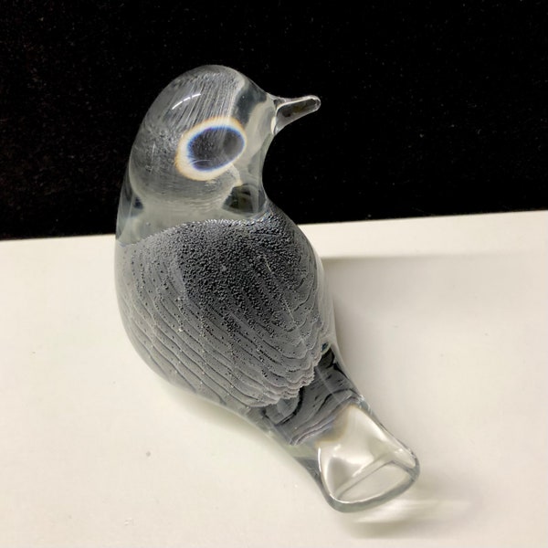 FM Konstglas Ronneby Marcolin Fumato Bullicante Glass Bird Figurine Sculpture Mid Century Modern Sweden