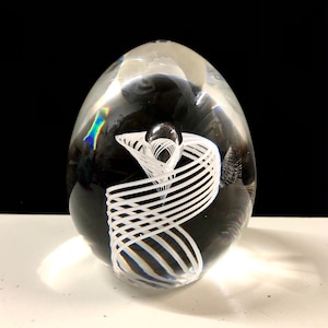 Steuben Spiral Cane Teardrop Bubble Art Glass Egg Paperweight 3.75”H Free Shipping