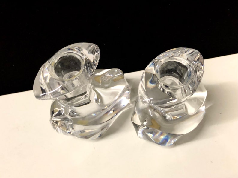 Stylish Orrefors Crystal Candlestick Holders