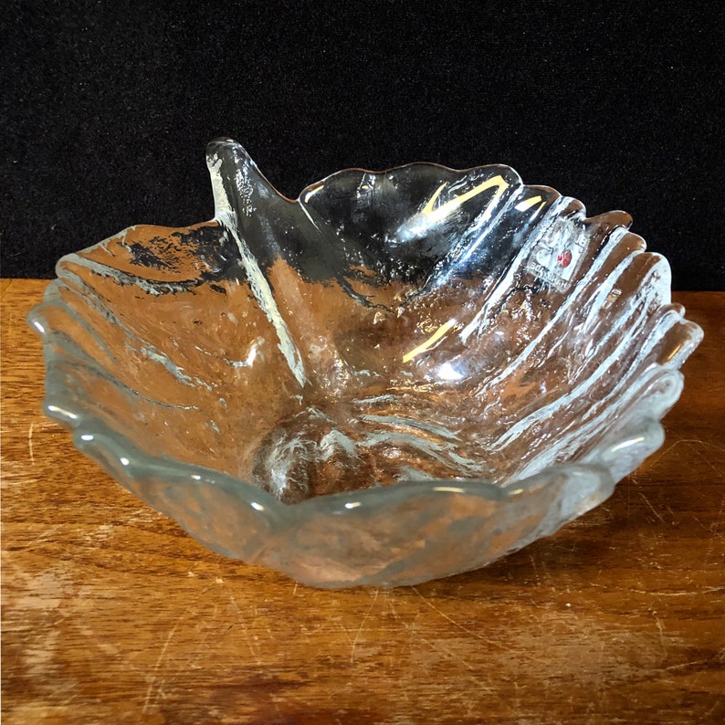 Clear Blenko Glass Cabbage Leaf Salad Bowl with Label 7L Etsy