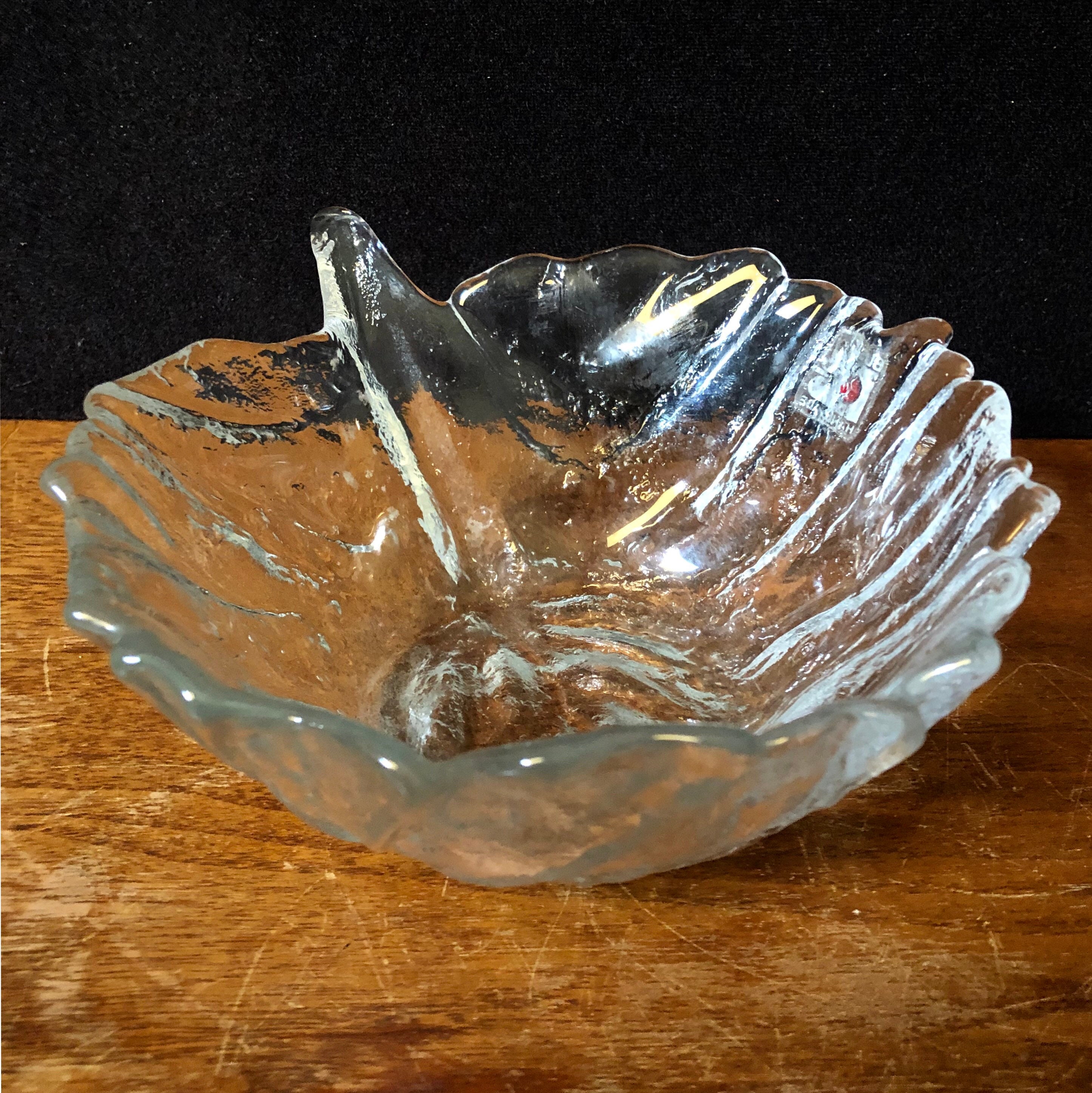 Clear Blenko Glass Cabbage Leaf Salad Bowl with Label 7L Etsy